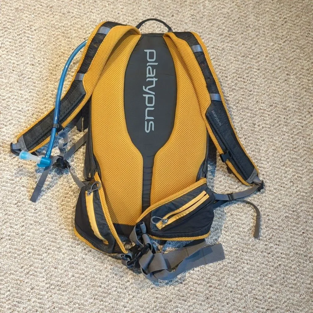 Platypus Duthie AM 12.0 Hydration Backpack Gray Yellow Hiking Running Outdoor